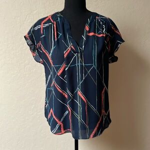 Banana Republic Navy and Coral Blouse